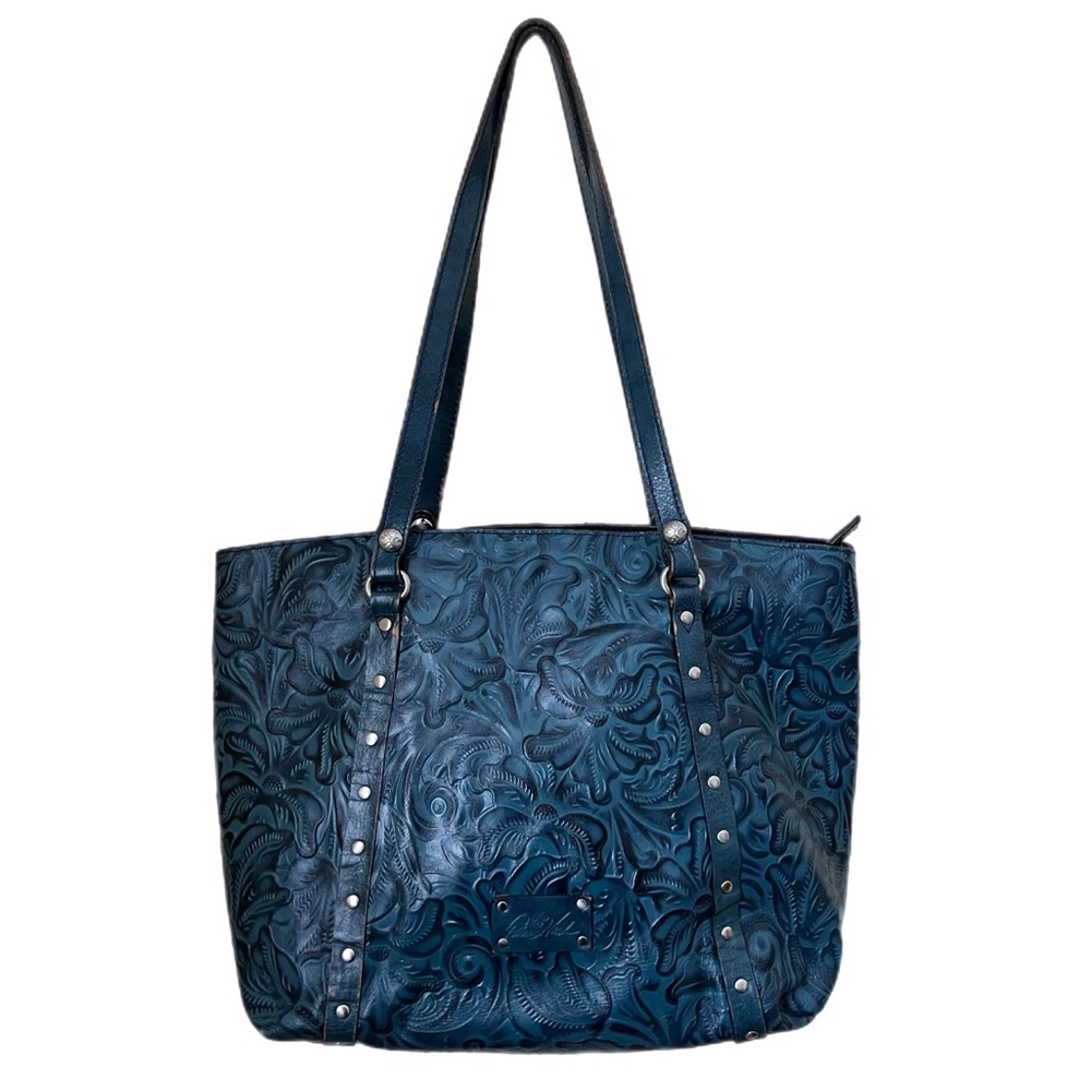 Patricia Nash Teal Tooled Leather Tote